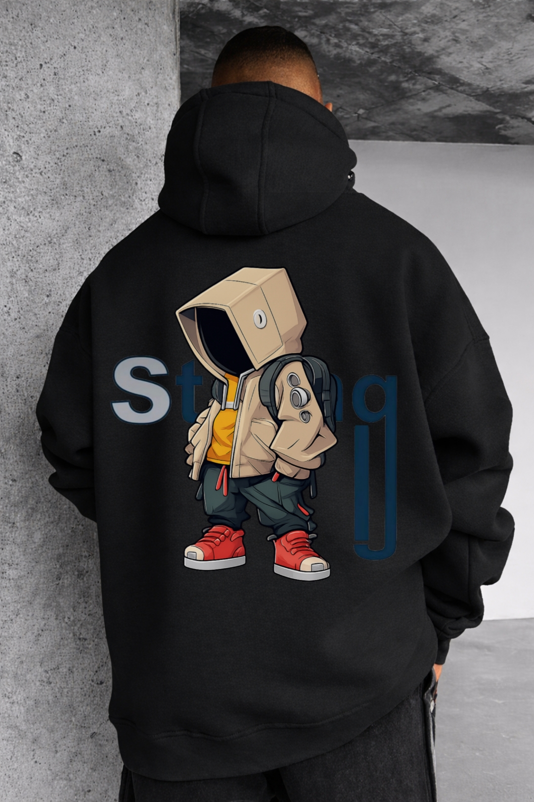 Hooded Introvert Character Designed Oversized Hoodie - Image 8