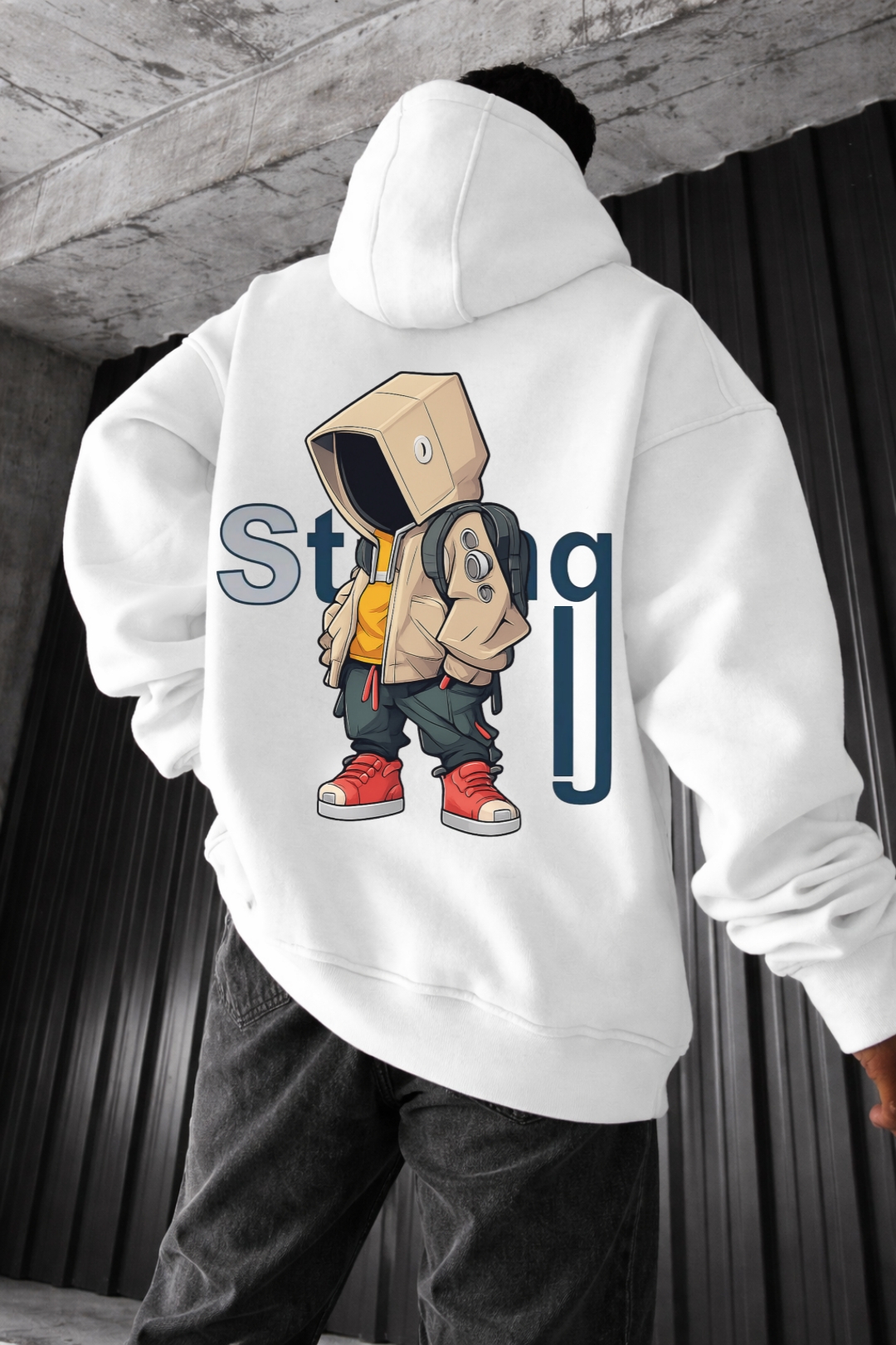Hooded Introvert Character Designed Oversized Hoodie