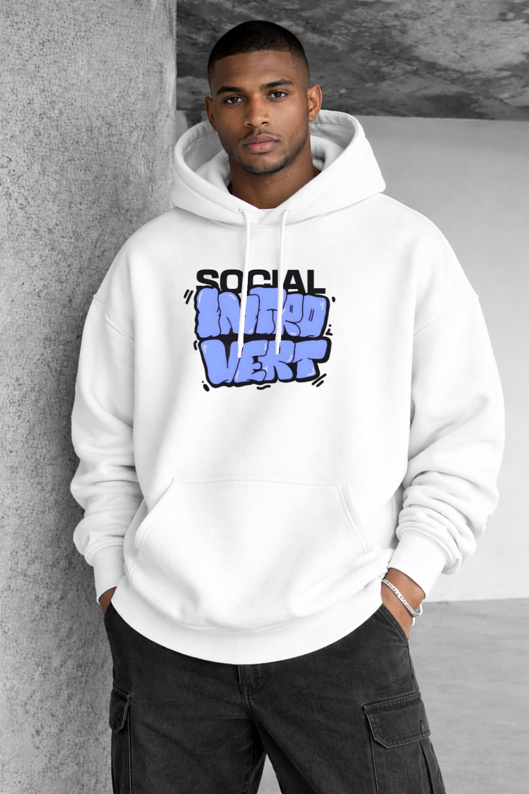 Hooded Introvert Character Designed Oversized Hoodie - Image 5