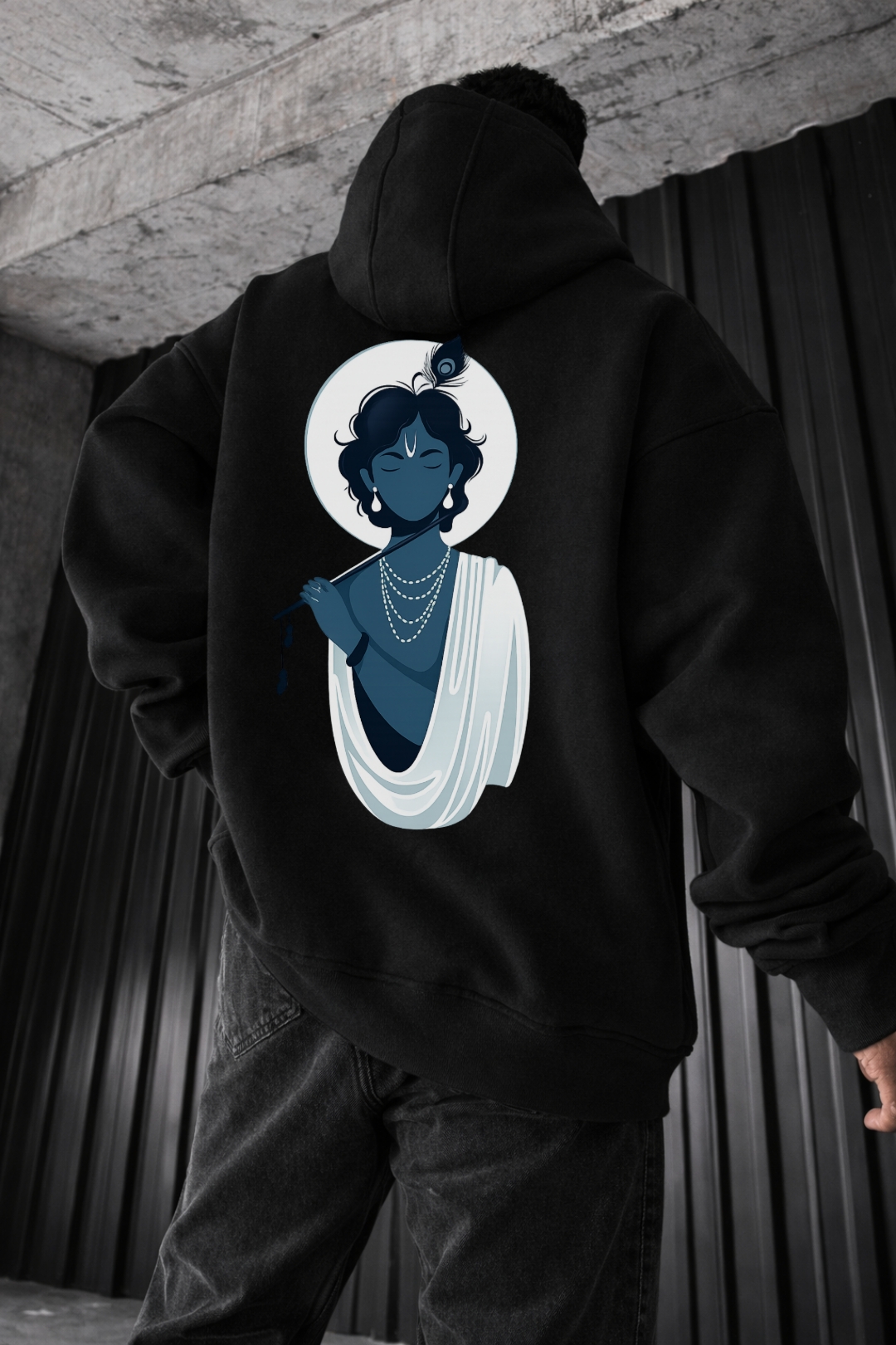 Lord Krishna Designed Oversized Hoodie