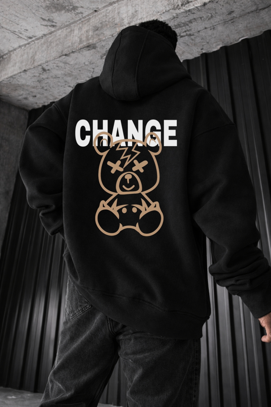 Bear Change Designed Oversized Hoodie - Image 4